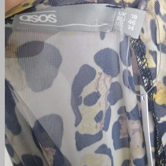 ASOS Leopard Print Mesh Midi Dress With Rib Detail Size 14 - Picture 10 of 14